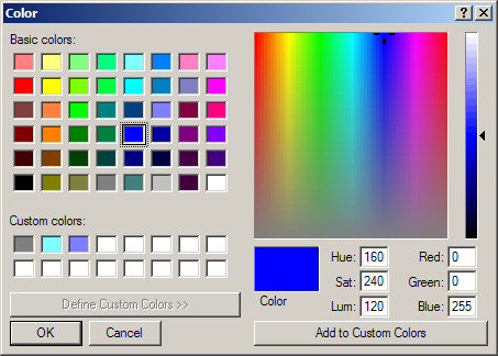 Set ColorDialog properties