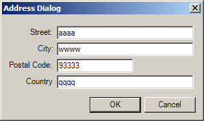 Dialog with properties