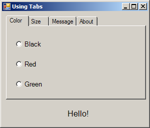 Using TabControl to display various font settings