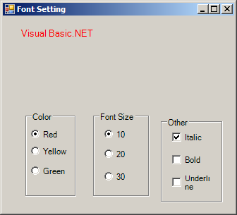 Use CheckBox to Set Font