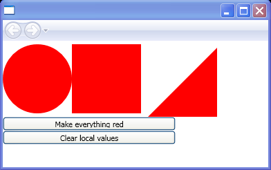 Clear locally set values and restore the default values of dependency properties