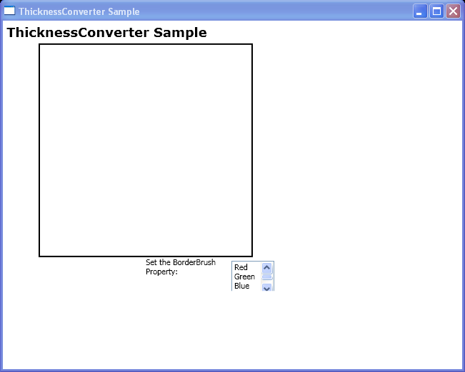 Convert contents of a ListBoxItem to an instance of Thickness by using the BrushConverter