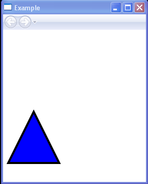 Draws a triangle with a blue interior and a black outline
