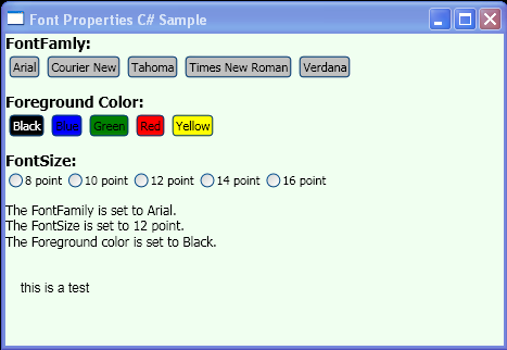 WPF Font Properties Sample