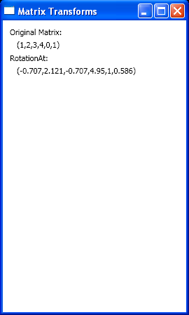 WPF Matrix Transforms Rotation At