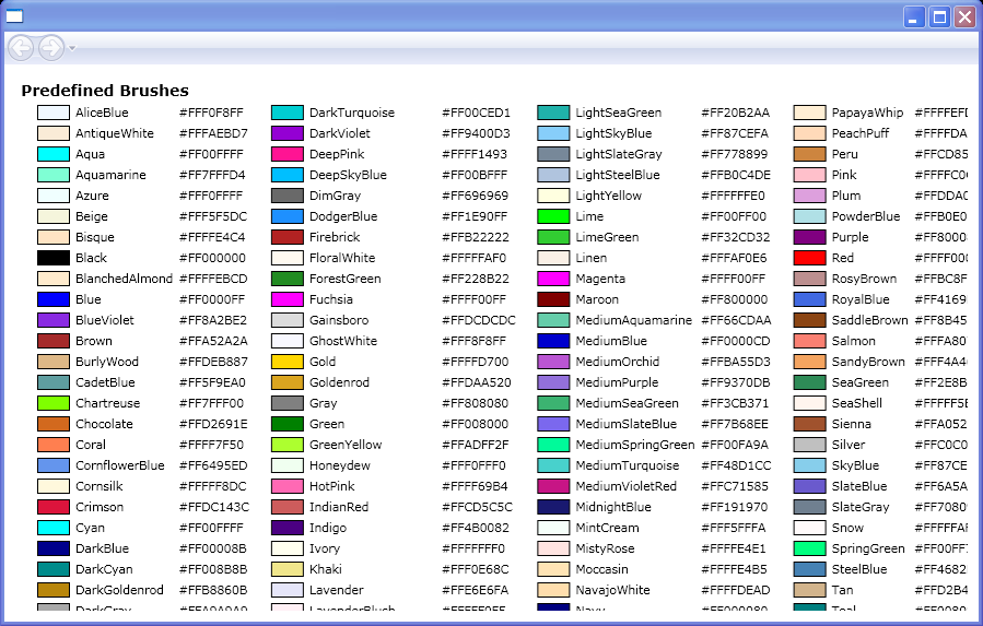 WPF Shows The Predefined Brushes Defined By The System Brushes Class