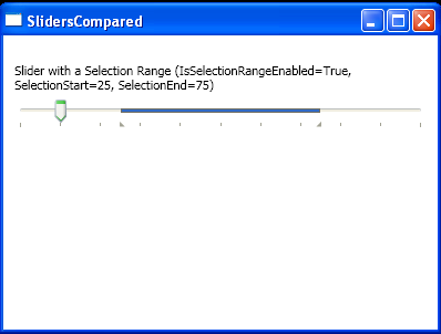 WPF Slider With A Selection Range Is Selection Range Enabled True Selection Start25 Selection End75