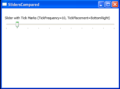 WPF Slider With Tick Marks Tick Frequency10 Tick Placement Bottom Right