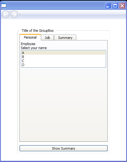 WPF Use A Group Box Control To Create A Container For A Tab Control