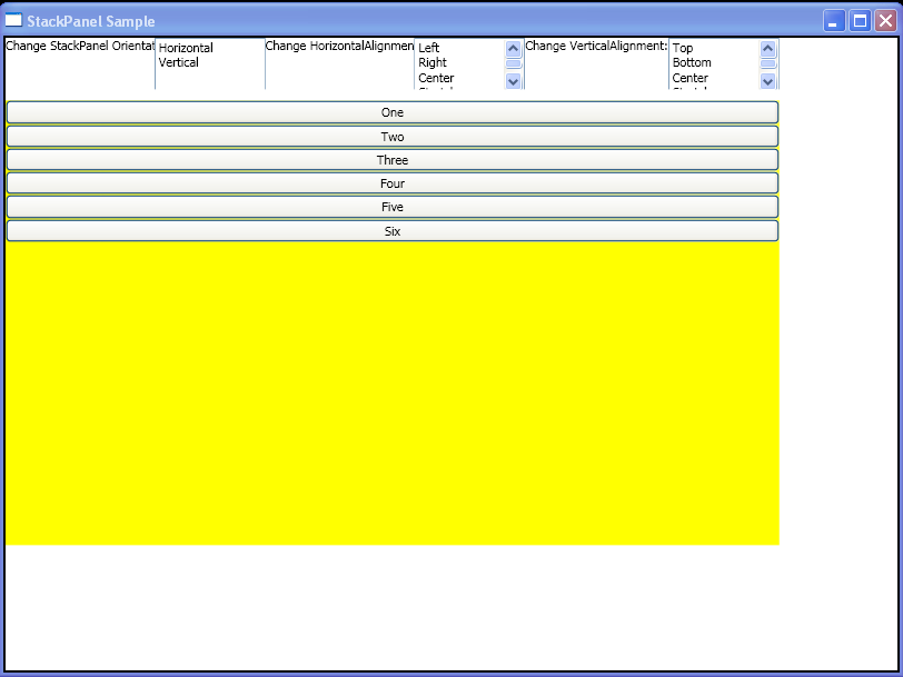 Use StackPanel to arrange child objects in a single line that you can align horizontally or vertically.