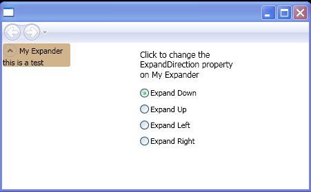 WPF Use The Expander Control And Set The Expand Direction Property