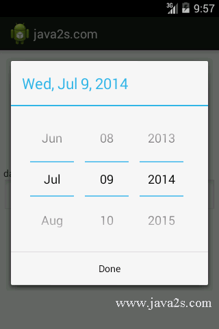 Create DatePickerDialog from onCreateDialog method Create DatePickerDialog from onCreateDialog method