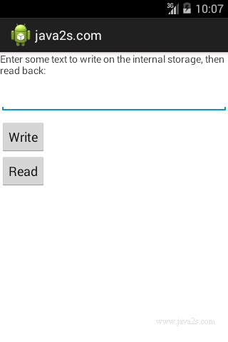 Write and read from Internal Storage Write and read from Internal Storage