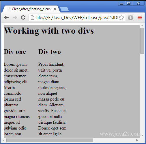 Clear after floating element in HTML and CSS