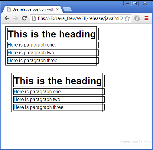 Use Relative Position With Top And Left Values In Html And Css