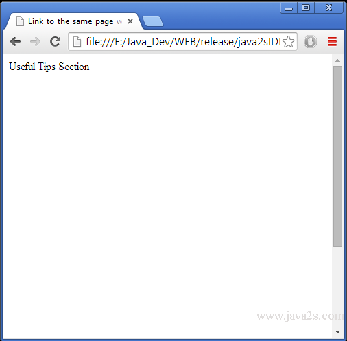 Link To The Same Page With Anchor In Html And Css