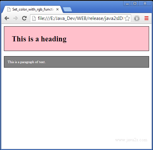 Set Color With Rgb Function In Html And Css