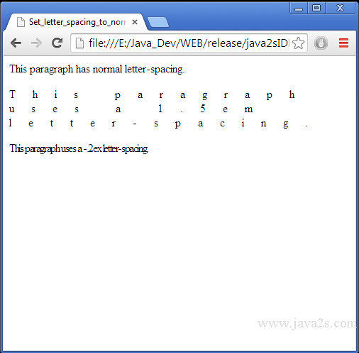 Set Letter Spacing To Normal In Html And Css
