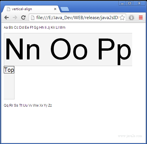 Set vertical-align to top in HTML and CSS