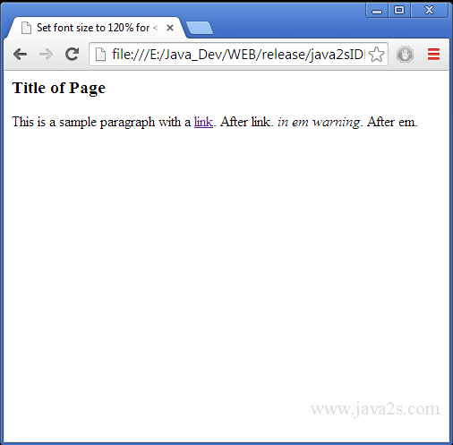 Changing font online size in html