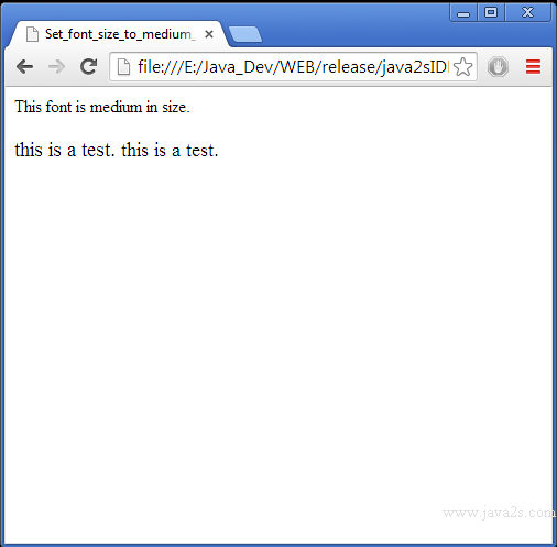 Set Font Size To Medium And Larger In Html And Css