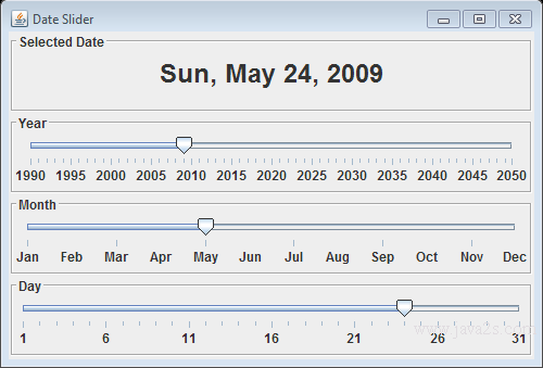 Create a Date Slider control with JSlider in Java