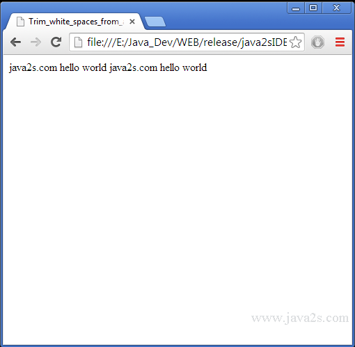 gård I detaljer segment Trim white spaces from a String in JavaScript