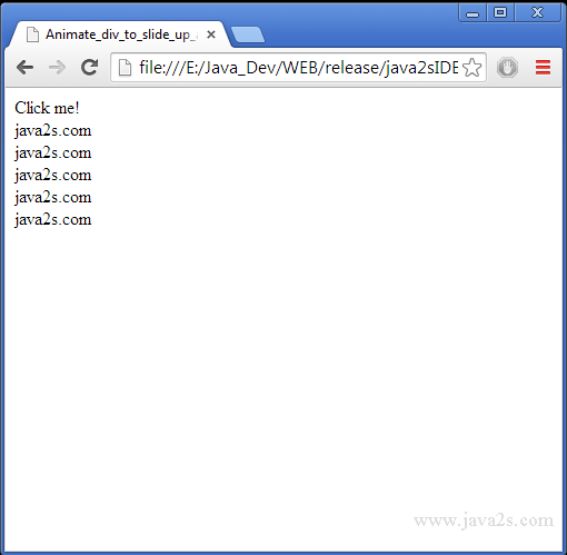 Animate div to slide up animation, completing the animation within 400  milliseconds in jQuery