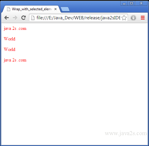 Wrap with selected elements in jQuery