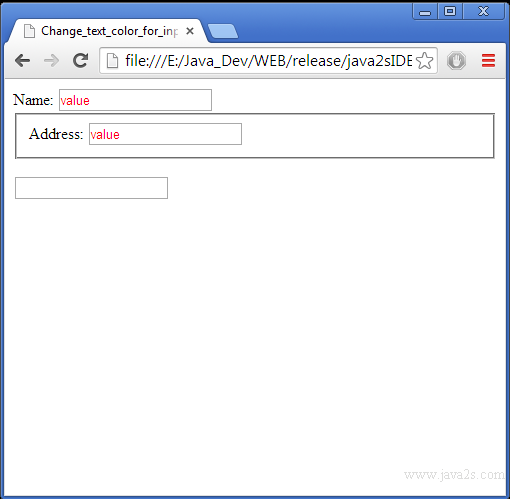 Change Text Color For Input Element In Jquery