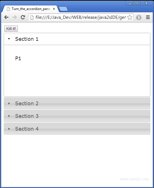 Turn the accordion panel to plain html in JavaScript