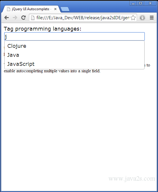 Build jQuery UI Multiple values in JavaScript
