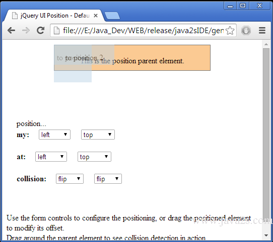 Build jQuery UI Position - Default functionality in JavaScript