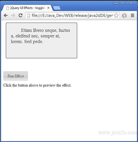 Build jQuery UI Effects - toggleClass Demo in JavaScript