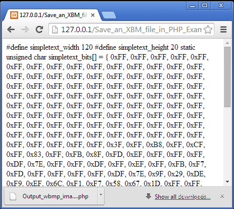 Save an XBM file in PHP