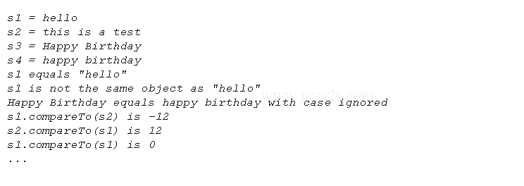 String equals, equalsIgnoreCase, compareTo - Java Language